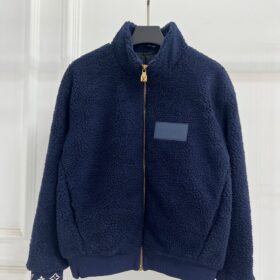Leather Patch Fleece Marineblau