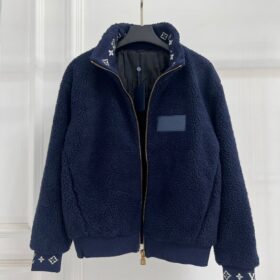 Leather Patch Fleece Marineblau