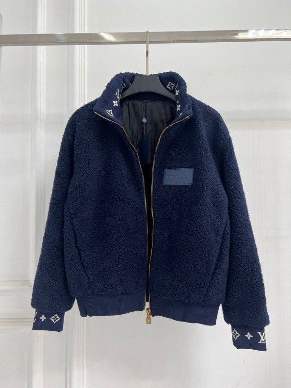 Leather Patch Fleece Marineblau