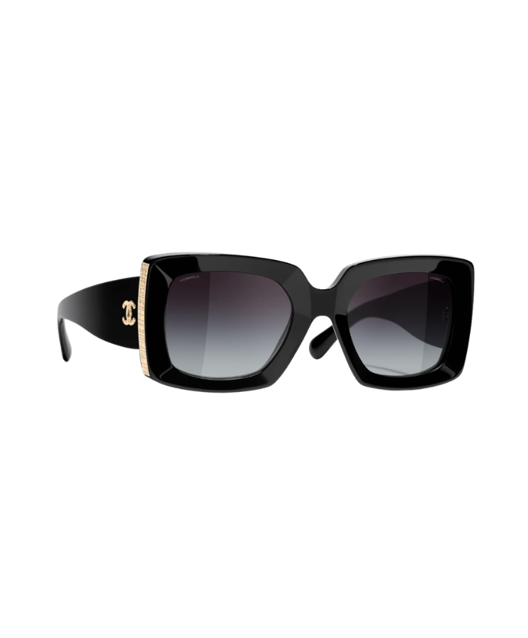 Rechteckig Acetate Schwarz/Gold