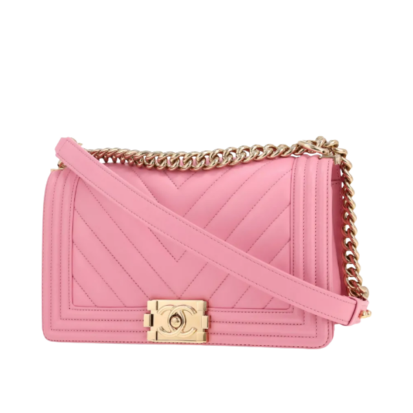 Chanel Boy Caviar Pink - Goldfarbene Beschläge 20.5 cm