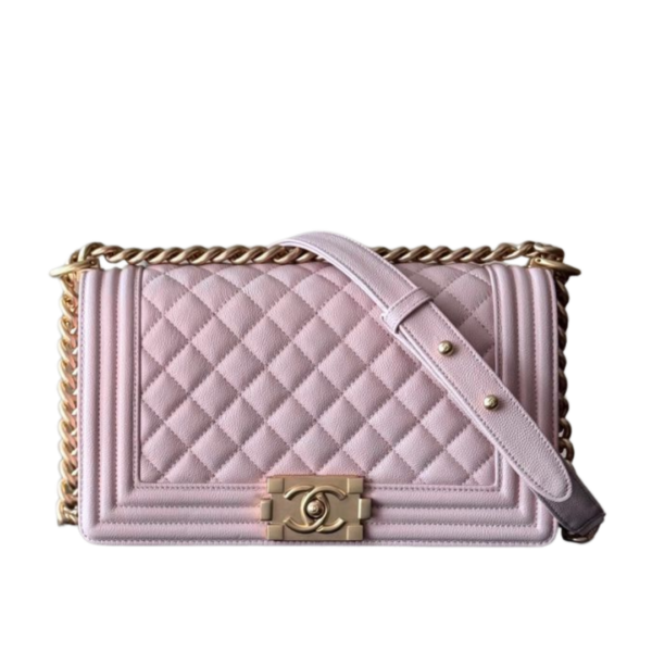 Chanel Boy Caviar Purple – Goldfarbene Beschläge 20,5 cm