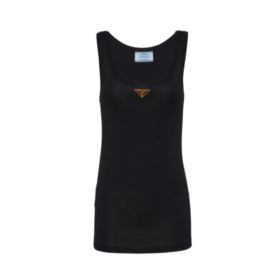 Schwarzes Rippstrick-Jersey