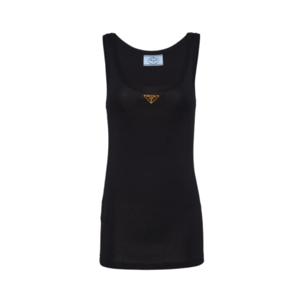 Schwarzes Rippstrick-Jersey