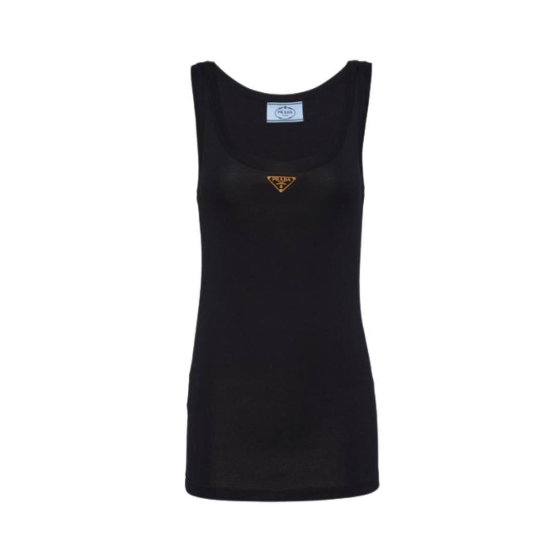 Schwarzes Rippstrick-Jersey