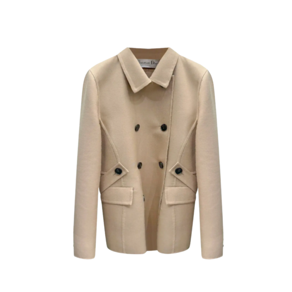 Beige Gabardine aus Schurwolle und Seide