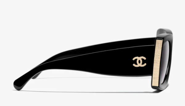Rechteckig Acetate Schwarz/Gold
