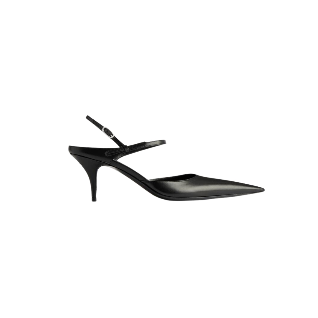 Avenue Slingback-Pumps für Damen mit Schleife in Schwarz/Silber
