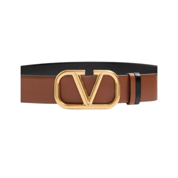 Reversibler Vlogo Signature-Gürtel aus glänzendem Kalbsleder 4 cm