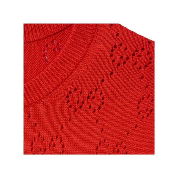 GG Pointelle Baumwollseiden-Cardigan Rot