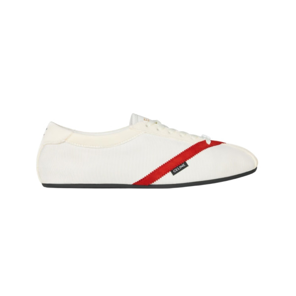 Flache Sneakers Weiß/Rot