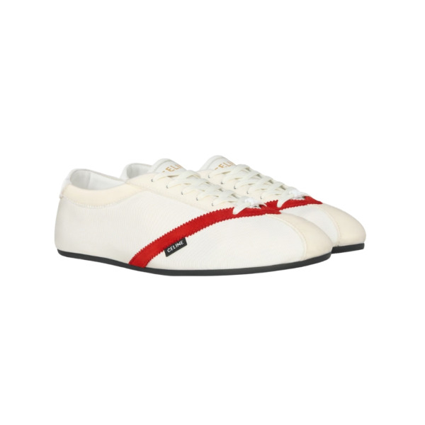 Flache Sneakers Weiß/Rot