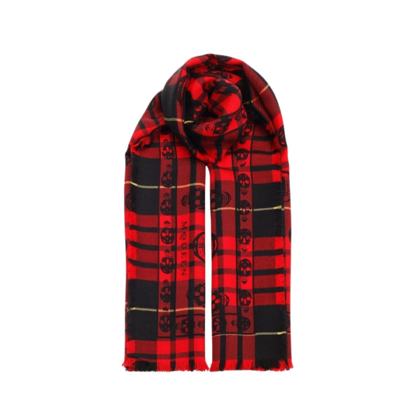 Tartan Totenkopf Mit Ausfransung Rot