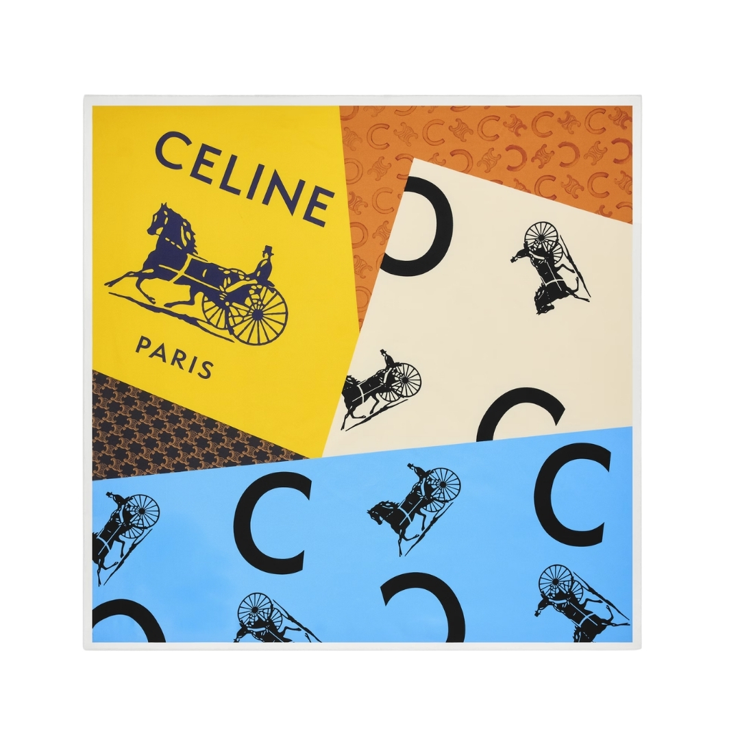 Bedruckte Seide Gelb/Blau