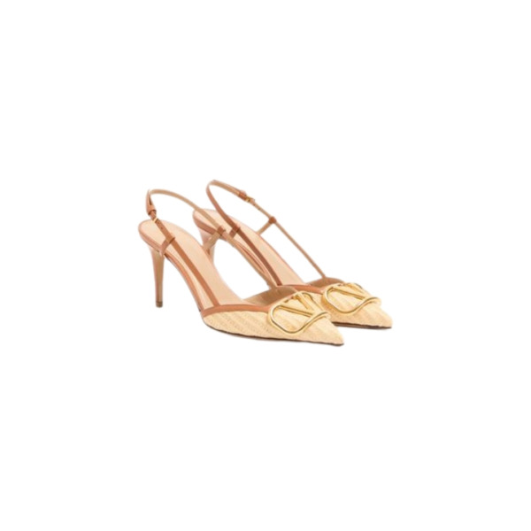 VLogo Signature Slingback-Pumps aus Raffiabast