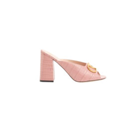 VLogo Signature Slide Sandale aus bedrucktem Kalbsleder