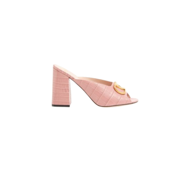 VLogo Signature Slide Sandale aus bedrucktem Kalbsleder