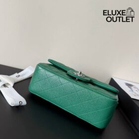 Classic Mini Flap Smaragdgrün/Silber 20 cm