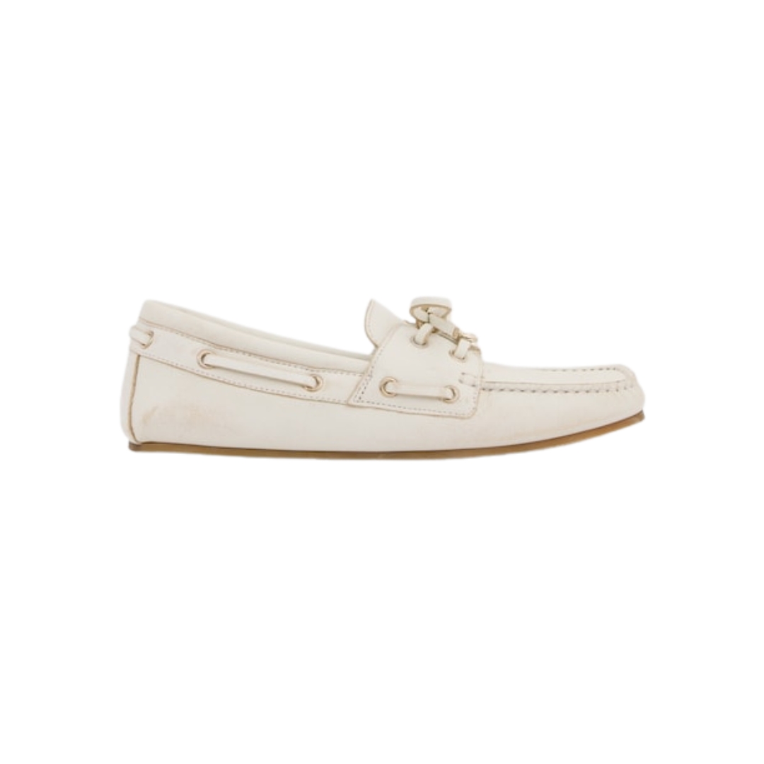 Damen-Bootsschuh weißes Leder