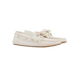 Damen-Bootsschuh weißes Leder