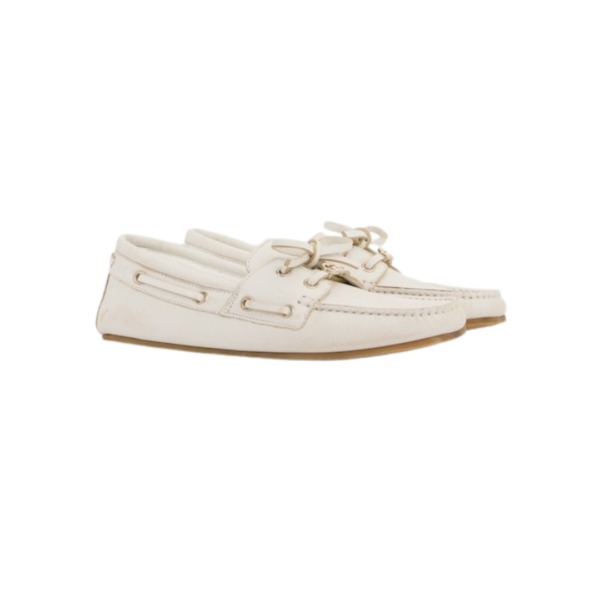 Damen-Bootsschuh weißes Leder