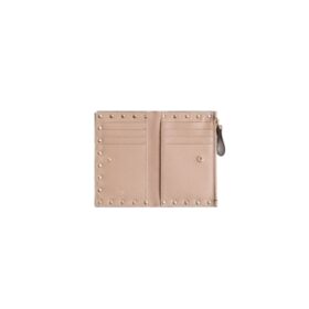 Rockstud Kartenetui aus genarbtem Kalbsleder 13 cm
