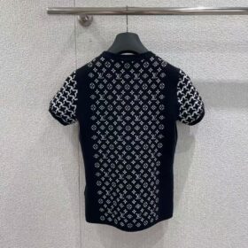 Monogram Honeycomb Knit Top Schwarz
