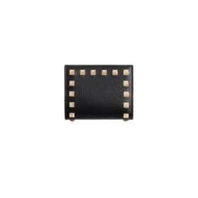 Rockstud Geldbörse aus genarbtem Kalbsleder 8.3 cm