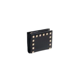 Rockstud Geldbörse aus genarbtem Kalbsleder 8.3 cm