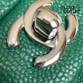 Classic Mini Flap Smaragdgrün/Silber 20 cm