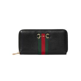 Gucci Horsebit Geldbörse mit Webreißverschluss 19 cm