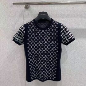 Monogram Honeycomb Knit Top Schwarz