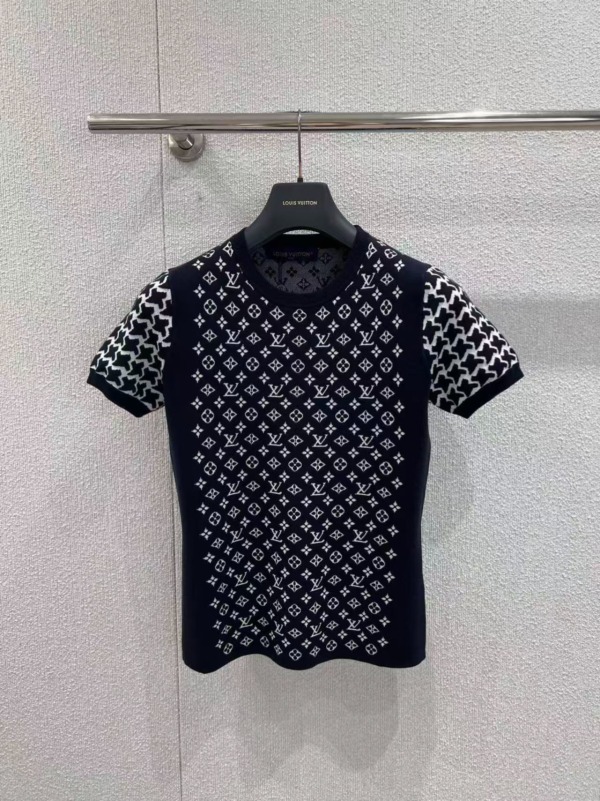 Monogram Honeycomb Knit Top Schwarz