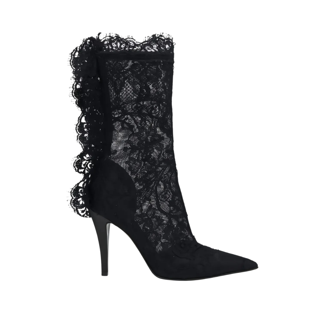 Spitzenbesetzter Stiletto Schwarz