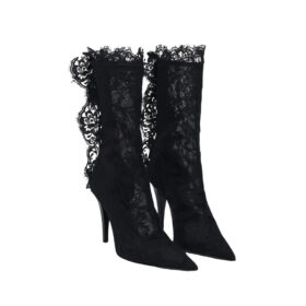 Spitzenbesetzter Stiletto Schwarz