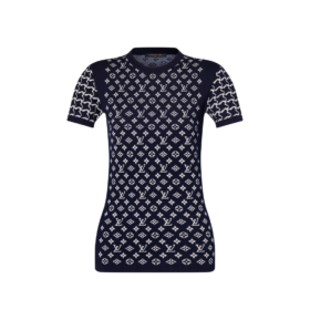 Monogram Honeycomb Knit Top Schwarz