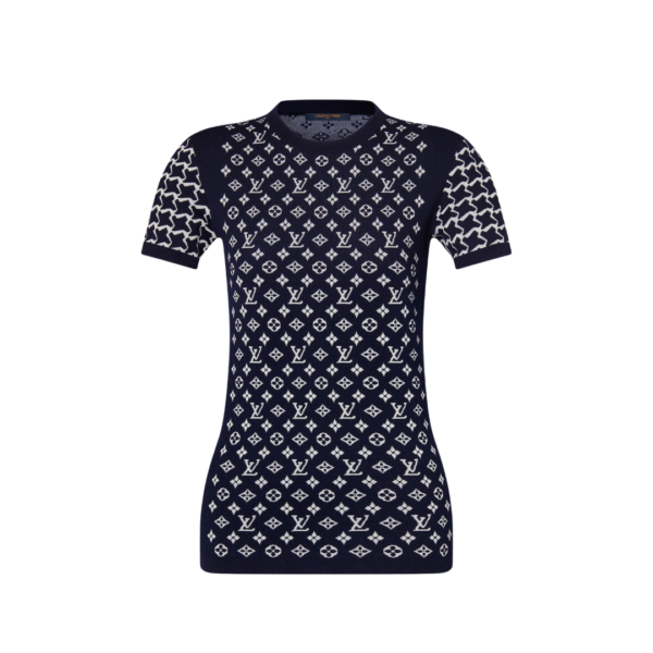 Monogram Honeycomb Knit Top Schwarz