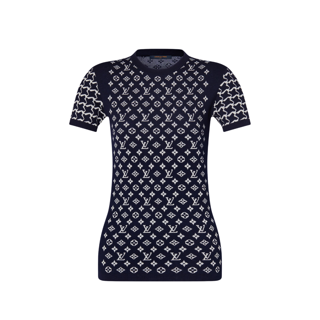 Monogram Honeycomb Knit Top Schwarz