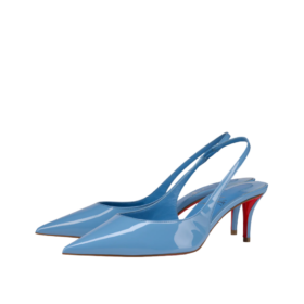 60 mm Slingback Pumps Patent Calf Leather Blau