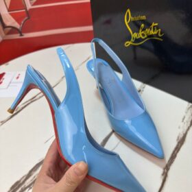 60 mm Slingback Pumps Patent Calf Leather Blau