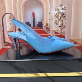 60 mm Slingback Pumps Patent Calf Leather Blau