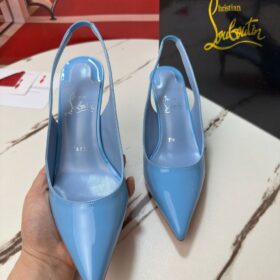60 mm Slingback Pumps Patent Calf Leather Blau