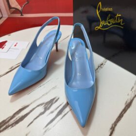 60 mm Slingback Pumps Patent Calf Leather Blau