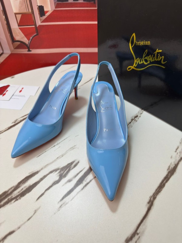 60 mm Slingback Pumps Patent Calf Leather Blau