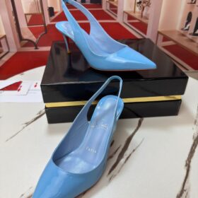 60 mm Slingback Pumps Patent Calf Leather Blau
