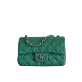 Classic Mini Flap Smaragdgrün/Silber 20 cm