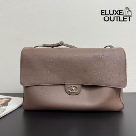 Maxi Flap Bag Hellbraun/Silber 38.5 cm
