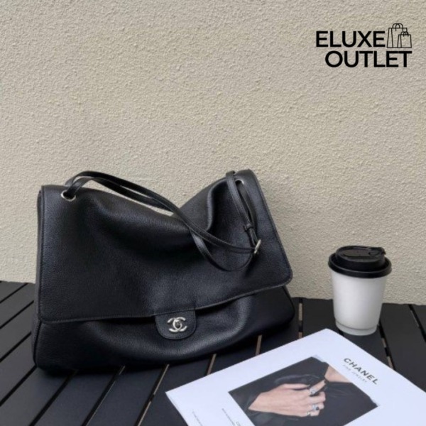 Maxi Klapptasche Schwarz/Silber 38 cm