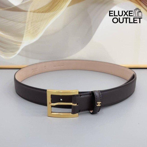 Ledergürtel Dunkelbraun/Gold 3 cm