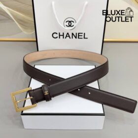 Ledergürtel Dunkelbraun/Gold 3 cm